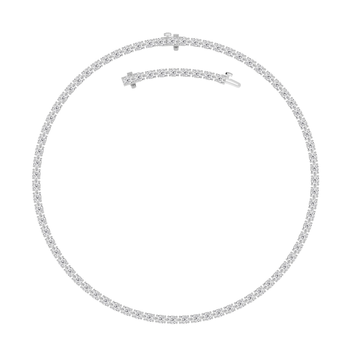 25CTW Oval Lab-Grown Diamond Tennis Necklace 84 Stones
