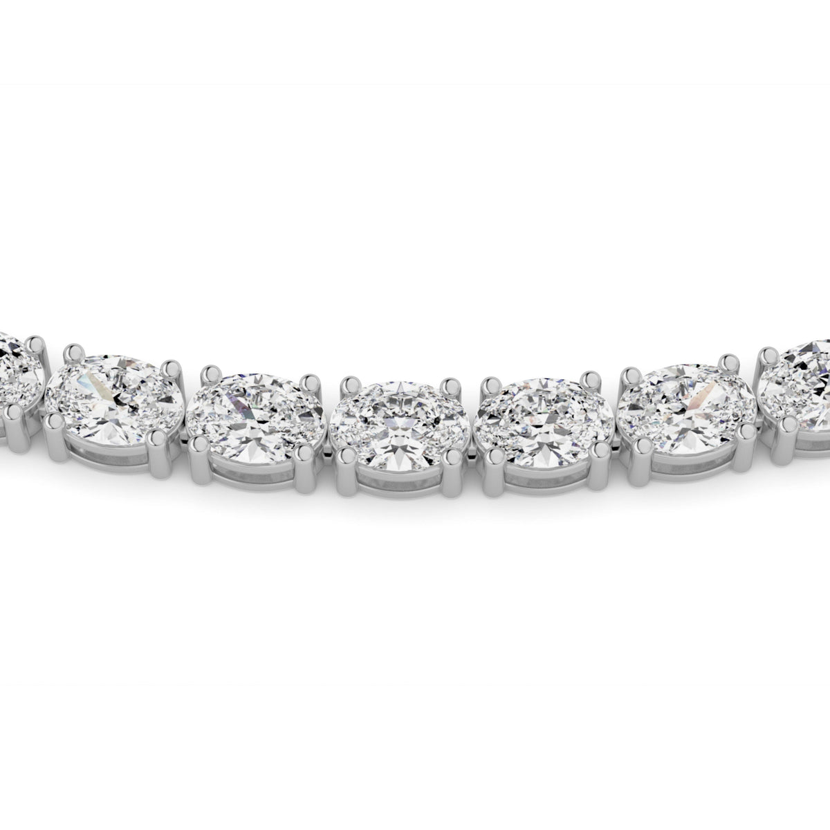 25CTW Oval Lab-Grown Diamond Tennis Necklace 84 Stones