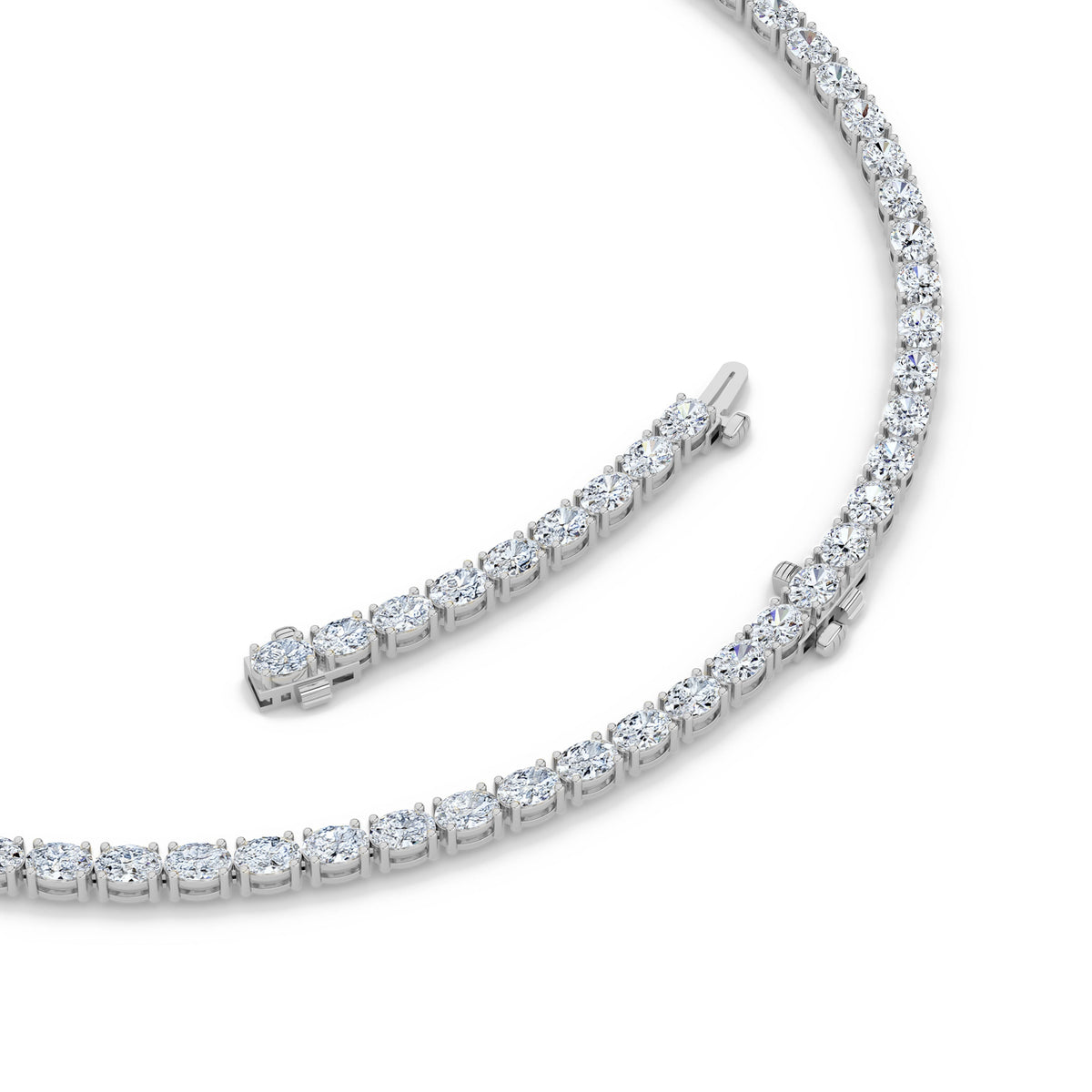 25CTW Oval Lab-Grown Diamond Tennis Necklace 84 Stones