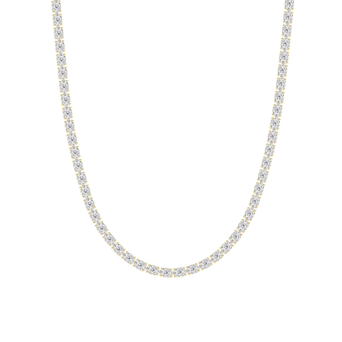 25CTW Oval Lab-Grown Diamond Tennis Necklace 84 Stones
