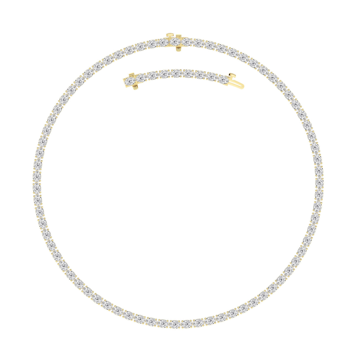 25CTW Oval Lab-Grown Diamond Tennis Necklace 84 Stones