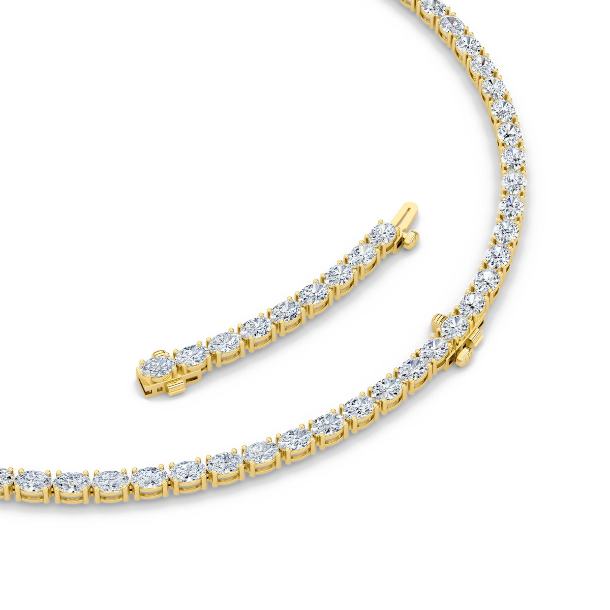 25CTW Oval Lab-Grown Diamond Tennis Necklace 84 Stones
