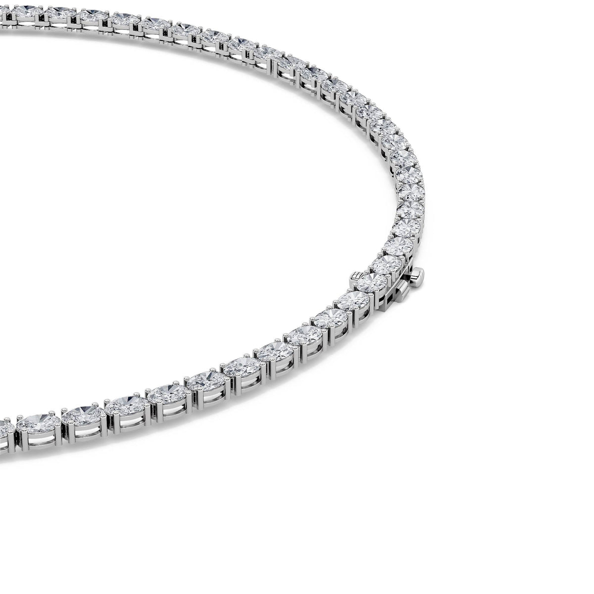 31CTW Oval Lab-Grown Diamond Tennis Necklace 77 Stones