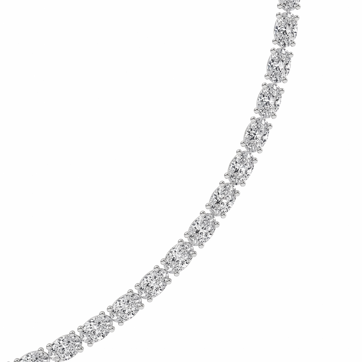 31CTW Oval Lab-Grown Diamond Tennis Necklace 77 Stones