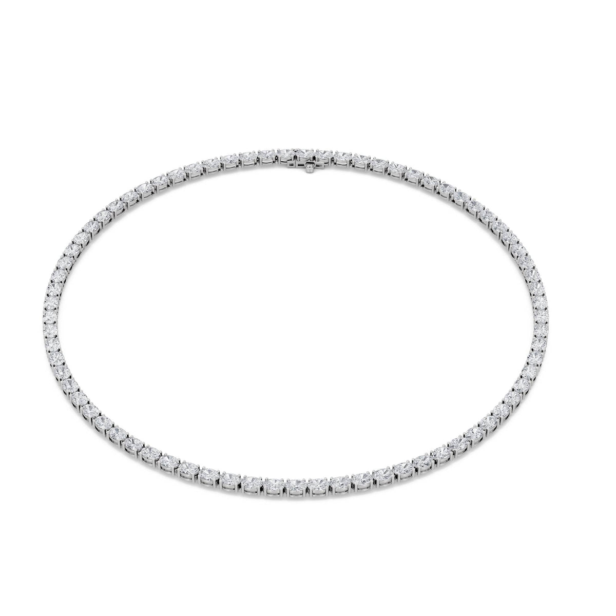 36CTW Oval Lab-Grown Diamond Tennis Necklace 72 Stones