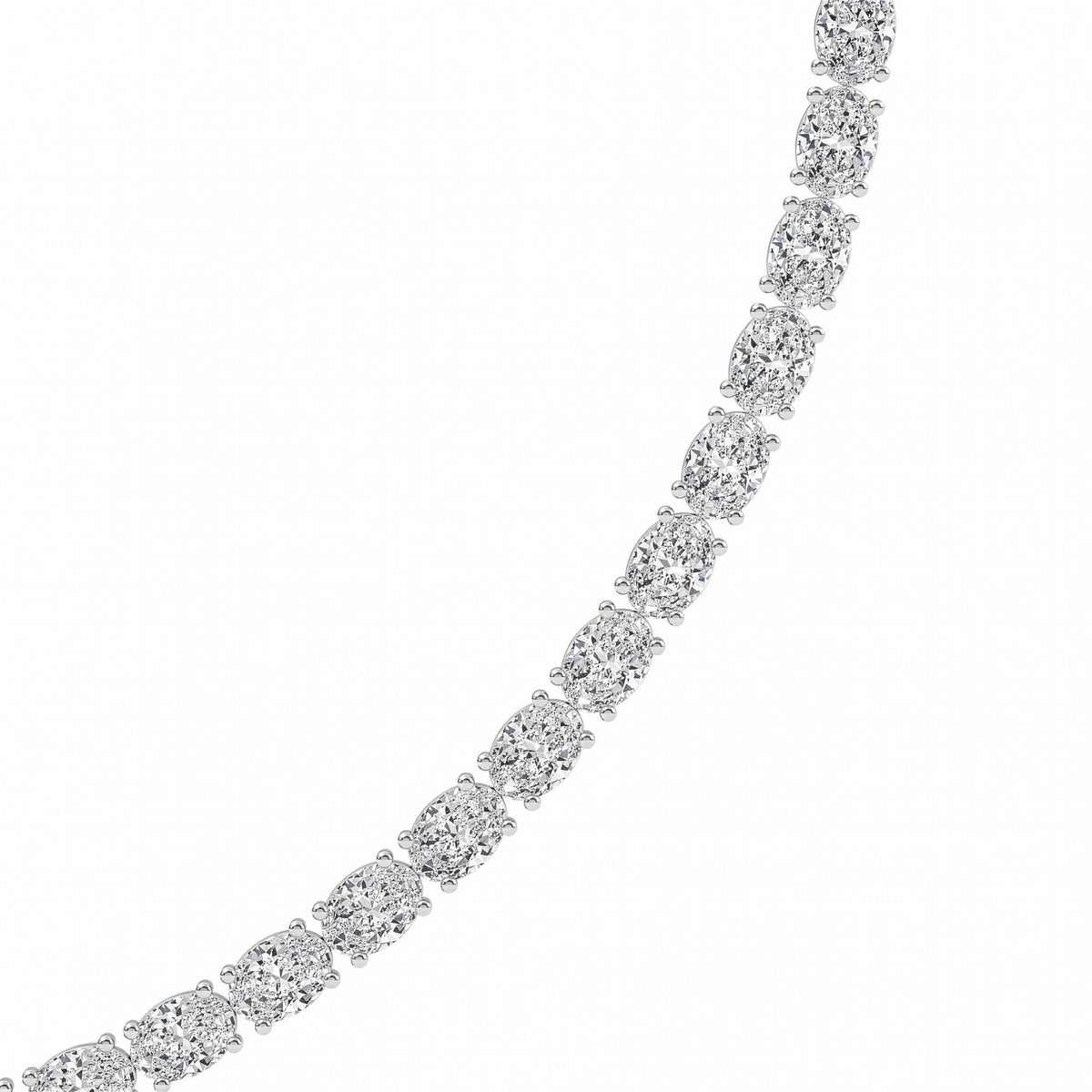 36CTW Oval Lab-Grown Diamond Tennis Necklace 72 Stones