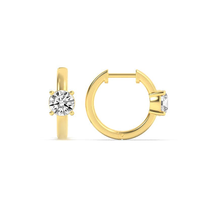 1.5CTW Round Lab-Grown Diamond Prong Solitaire Huggie Earrings 2 Stones