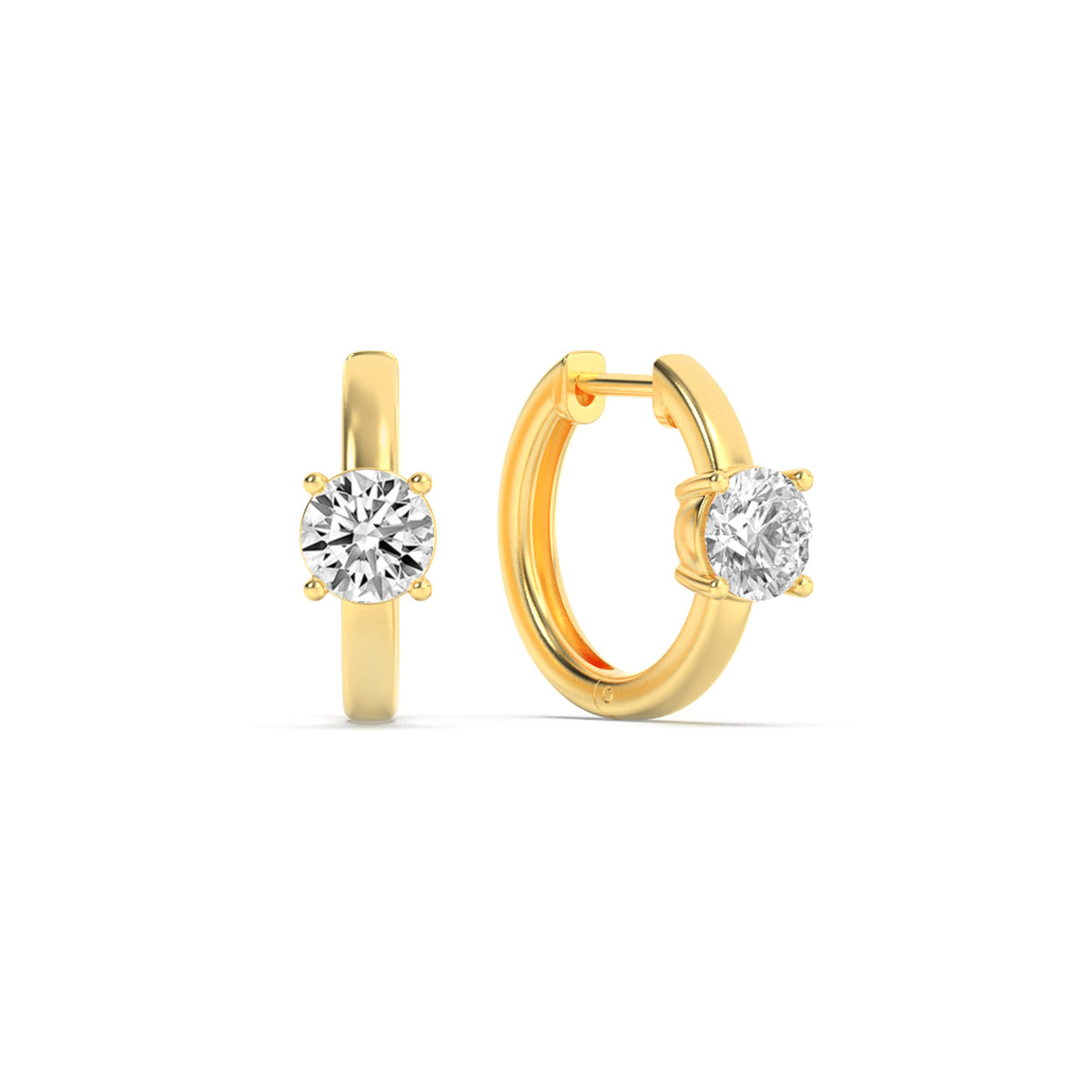1.5CTW Round Lab-Grown Diamond Prong Solitaire Huggie Earrings 2 Stones