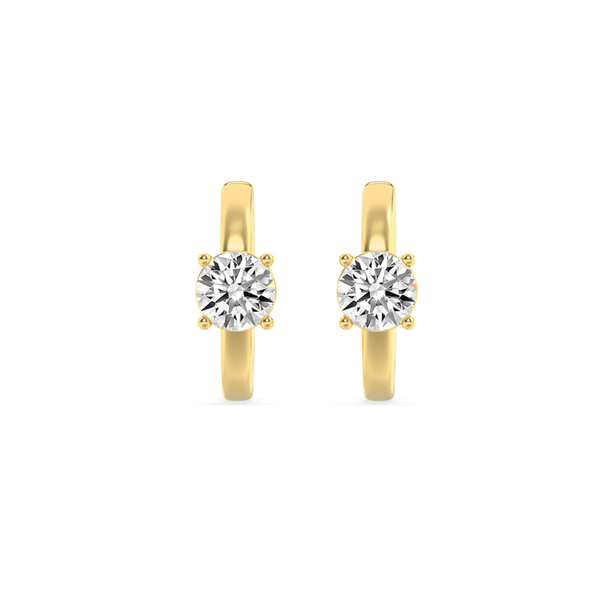 1.5CTW Round Lab-Grown Diamond Prong Solitaire Huggie Earrings 2 Stones
