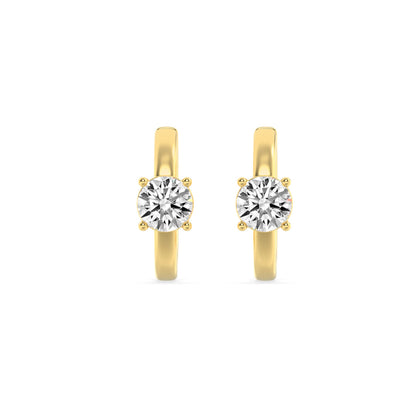 1.5CTW Round Lab-Grown Diamond Prong Solitaire Huggie Earrings 2 Stones