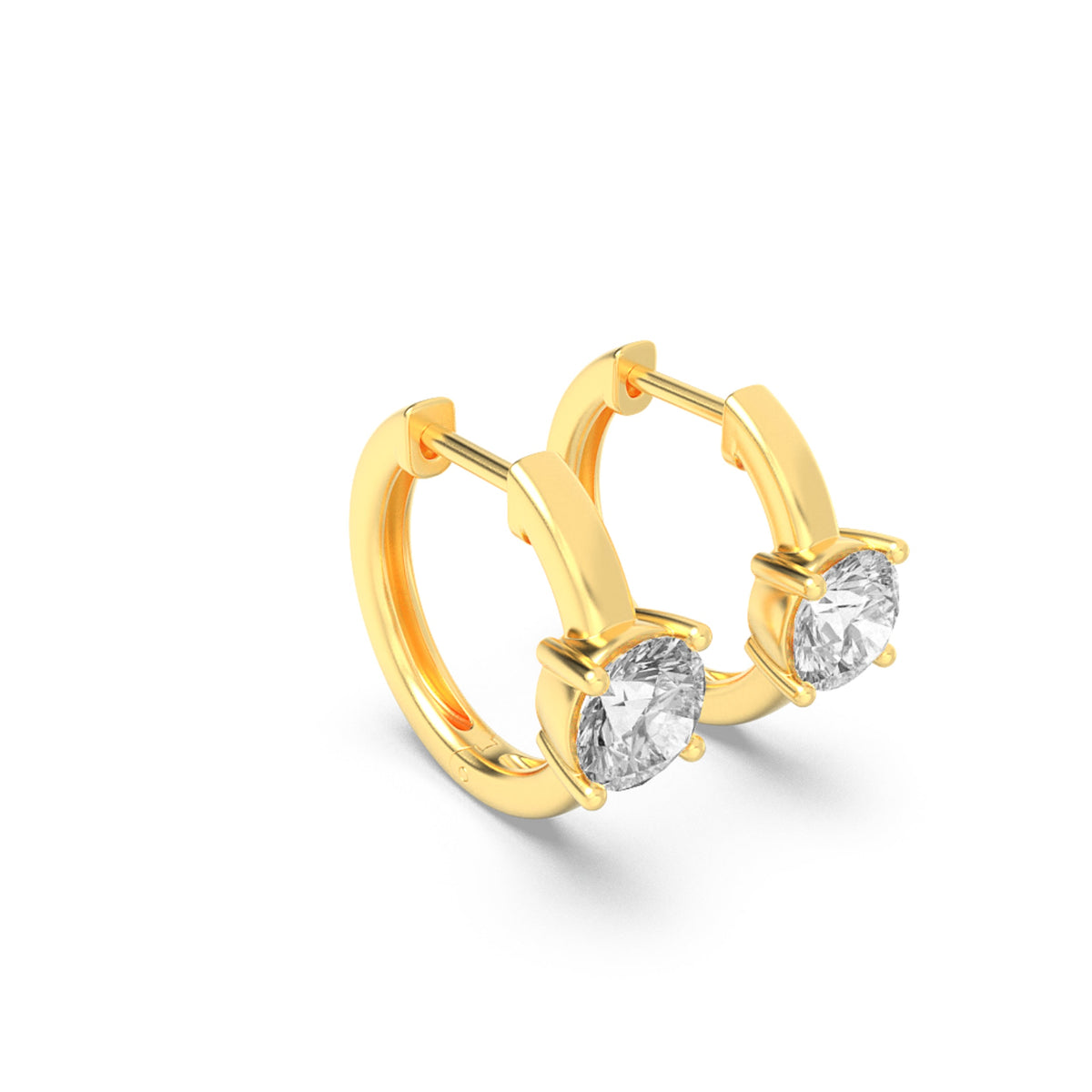 1.5CTW Round Lab-Grown Diamond Prong Solitaire Huggie Earrings 2 Stones