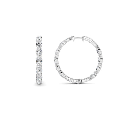 10CTW Oval Lab-Grown Diamond Prong Inside Out Hoop Earrings 24 Stones