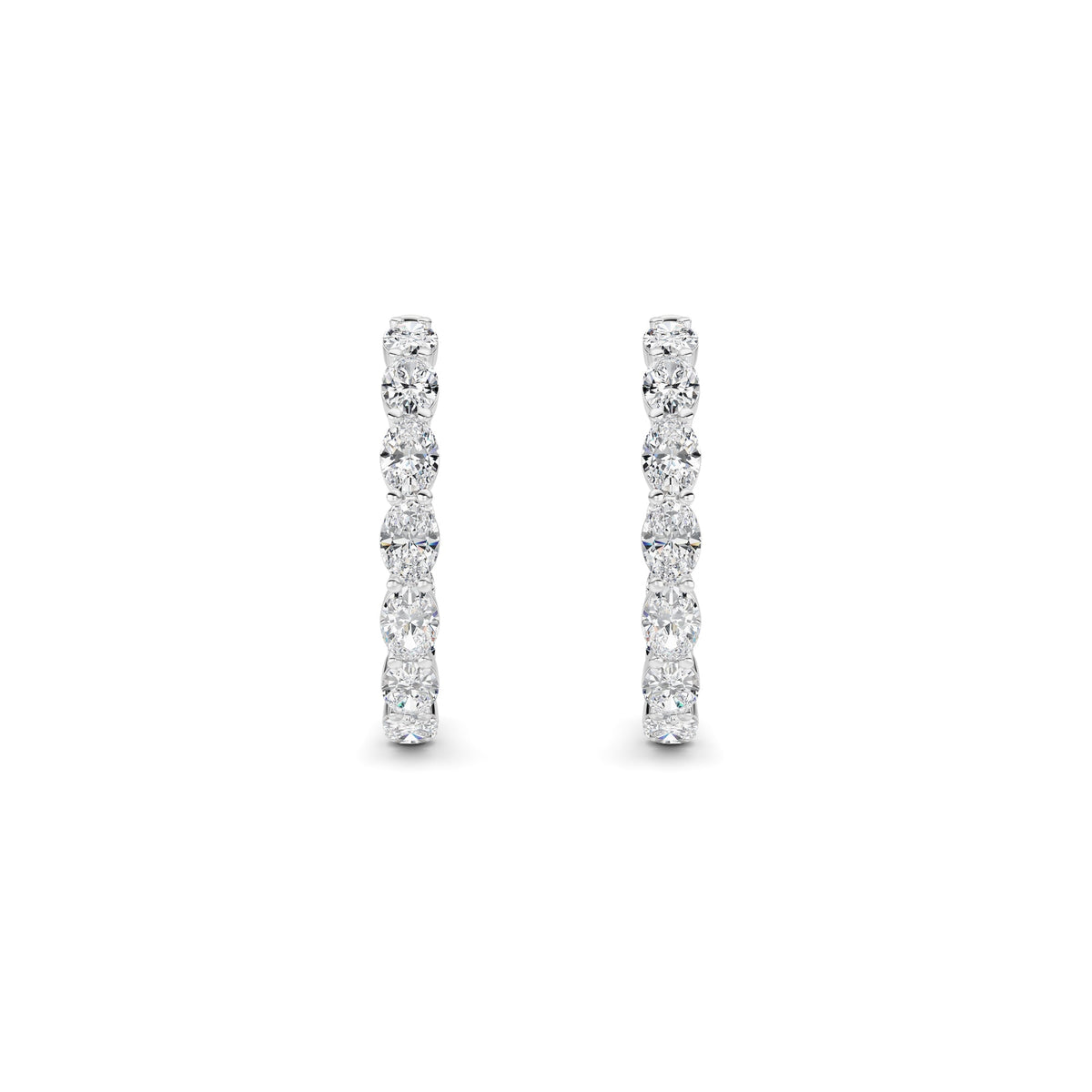 10CTW Oval Lab-Grown Diamond Prong Inside Out Hoop Earrings 24 Stones