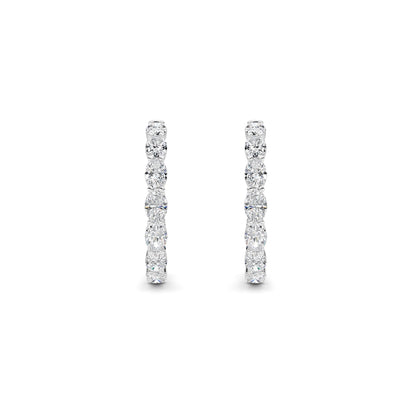 10CTW Oval Lab-Grown Diamond Prong Inside Out Hoop Earrings 24 Stones