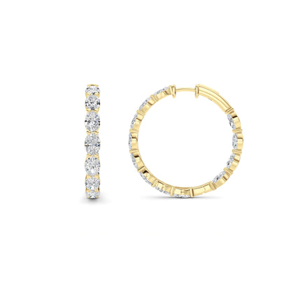 10CTW Oval Lab-Grown Diamond Prong Inside Out Hoop Earrings 24 Stones