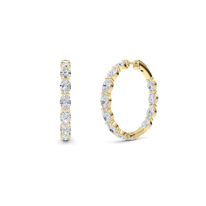 10CTW Oval Lab-Grown Diamond Prong Inside Out Hoop Earrings 24 Stones