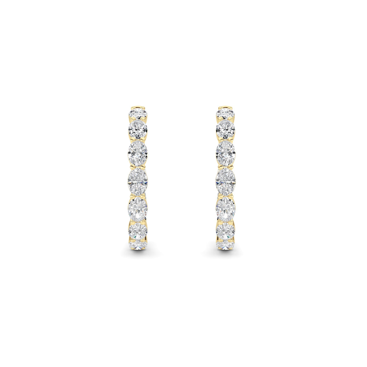 10CTW Oval Lab-Grown Diamond Prong Inside Out Hoop Earrings 24 Stones