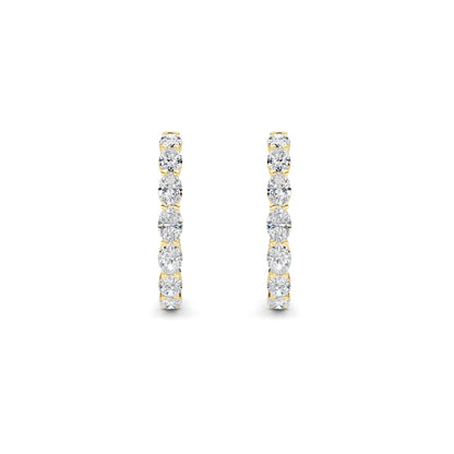 10CTW Oval Lab-Grown Diamond Prong Inside Out Hoop Earrings 24 Stones