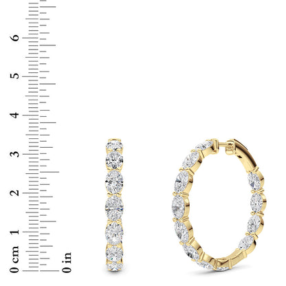 10CTW Oval Lab-Grown Diamond Prong Inside Out Hoop Earrings 24 Stones