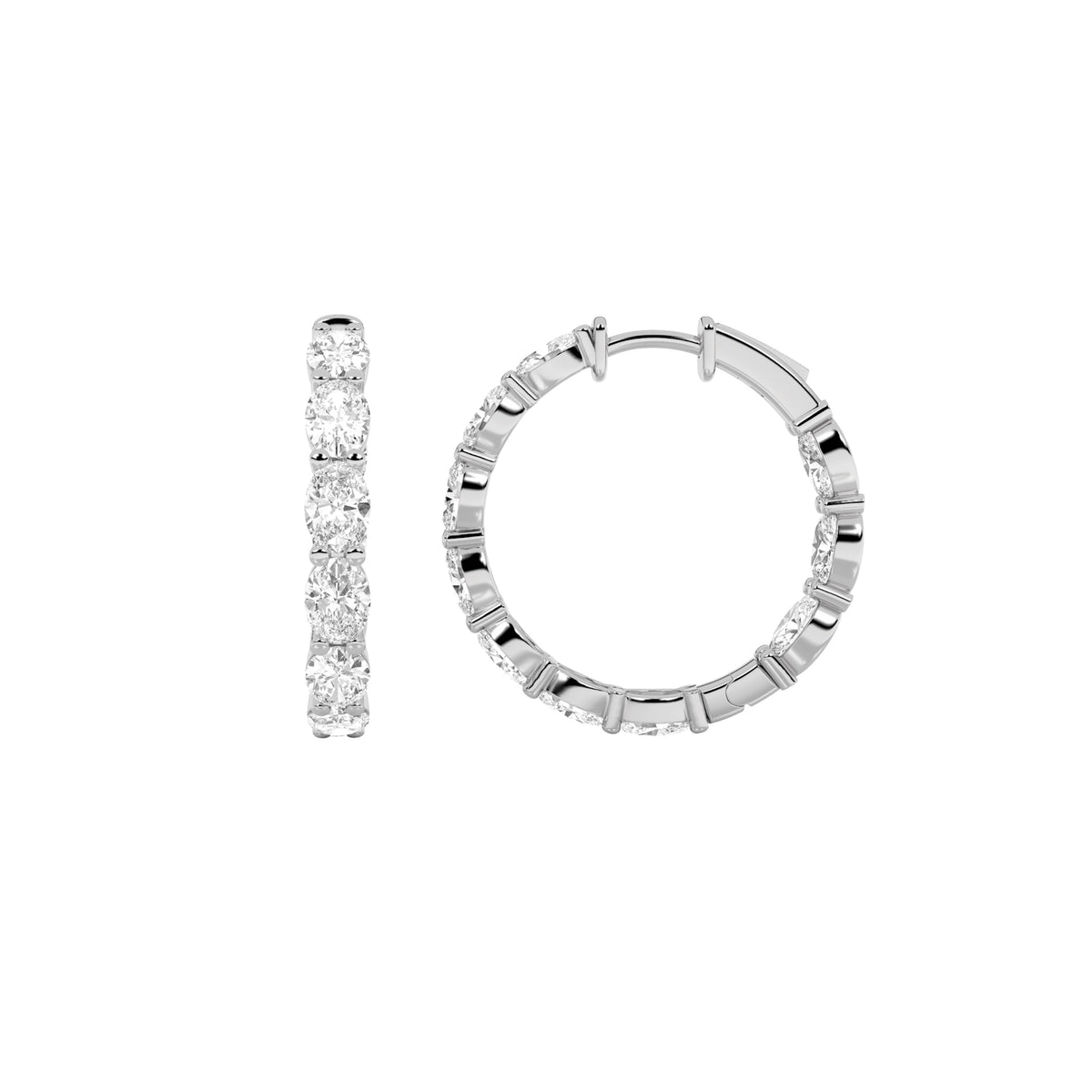 3CTW Oval Lab-Grown Diamond Inside Out Hoop Earrings 20 Stones