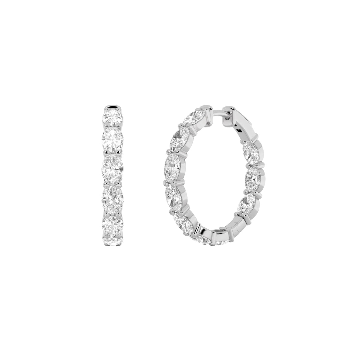 3CTW Oval Lab-Grown Diamond Inside Out Hoop Earrings 20 Stones