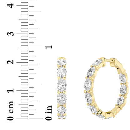 3CTW Oval Lab-Grown Diamond Inside Out Hoop Earrings 20 Stones