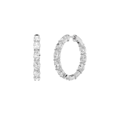 4CTW Oval Lab-Grown Diamond Inside Out Hoop Earrings 20 Stones
