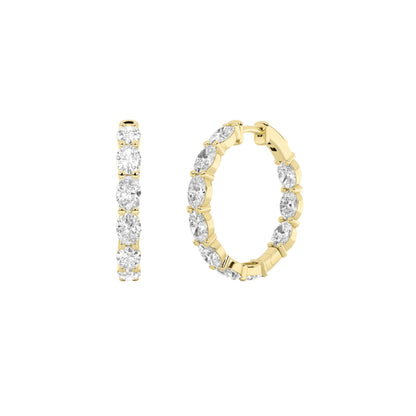 4CTW Oval Lab-Grown Diamond Inside Out Hoop Earrings 20 Stones