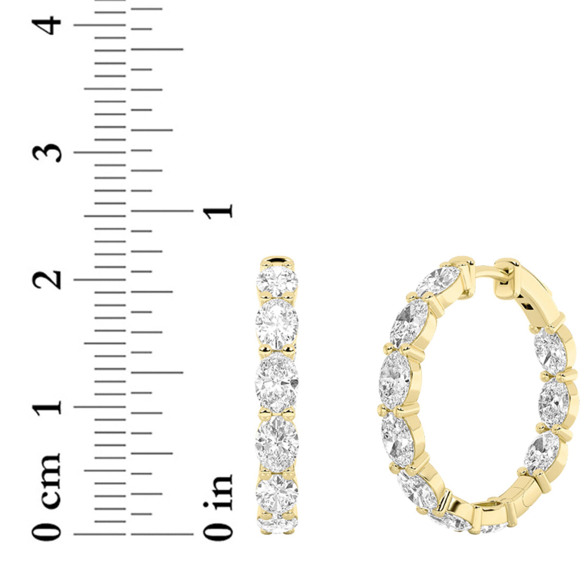 4CTW Oval Lab-Grown Diamond Inside Out Hoop Earrings 20 Stones
