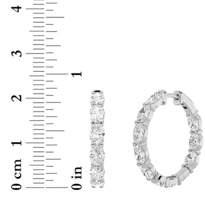 6CTW Oval Lab-Grown Diamond Inside Out Hoop Earrings 20 Stones