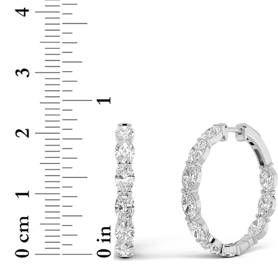 7CTW Oval Lab-Grown Diamond Inside Out Hoop Earrings 20 Stones
