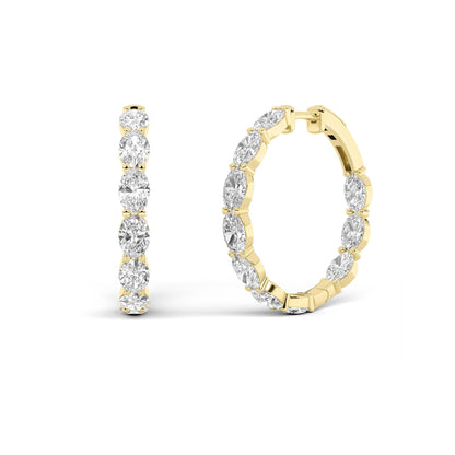 7CTW Oval Lab-Grown Diamond Inside Out Hoop Earrings 20 Stones
