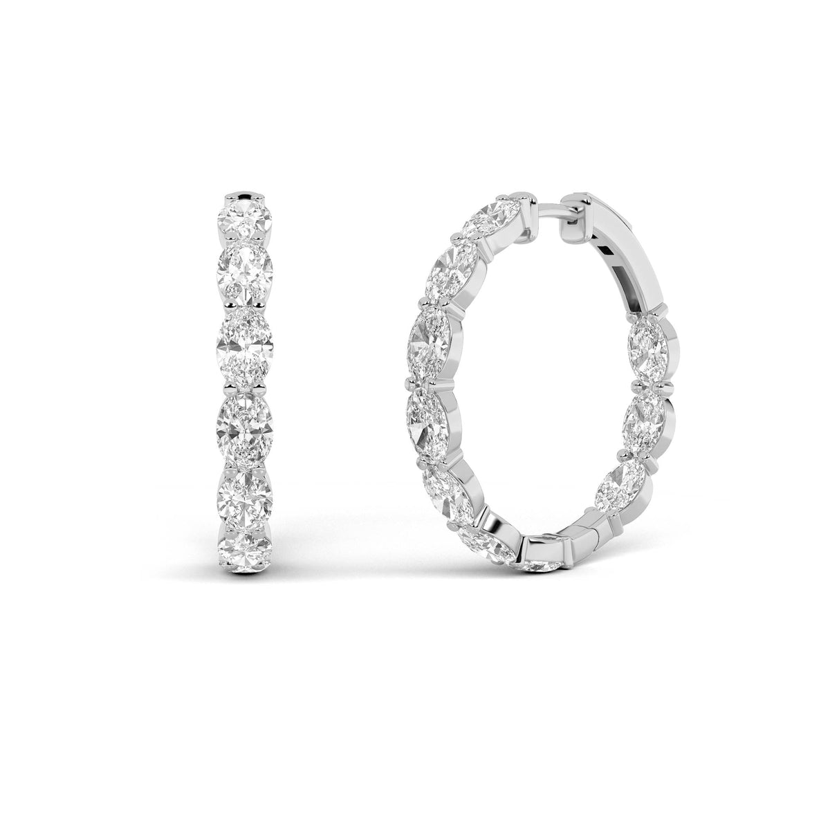 8CTW Oval Lab-Grown Diamond Inside Out Hoop Earrings 20 Stones