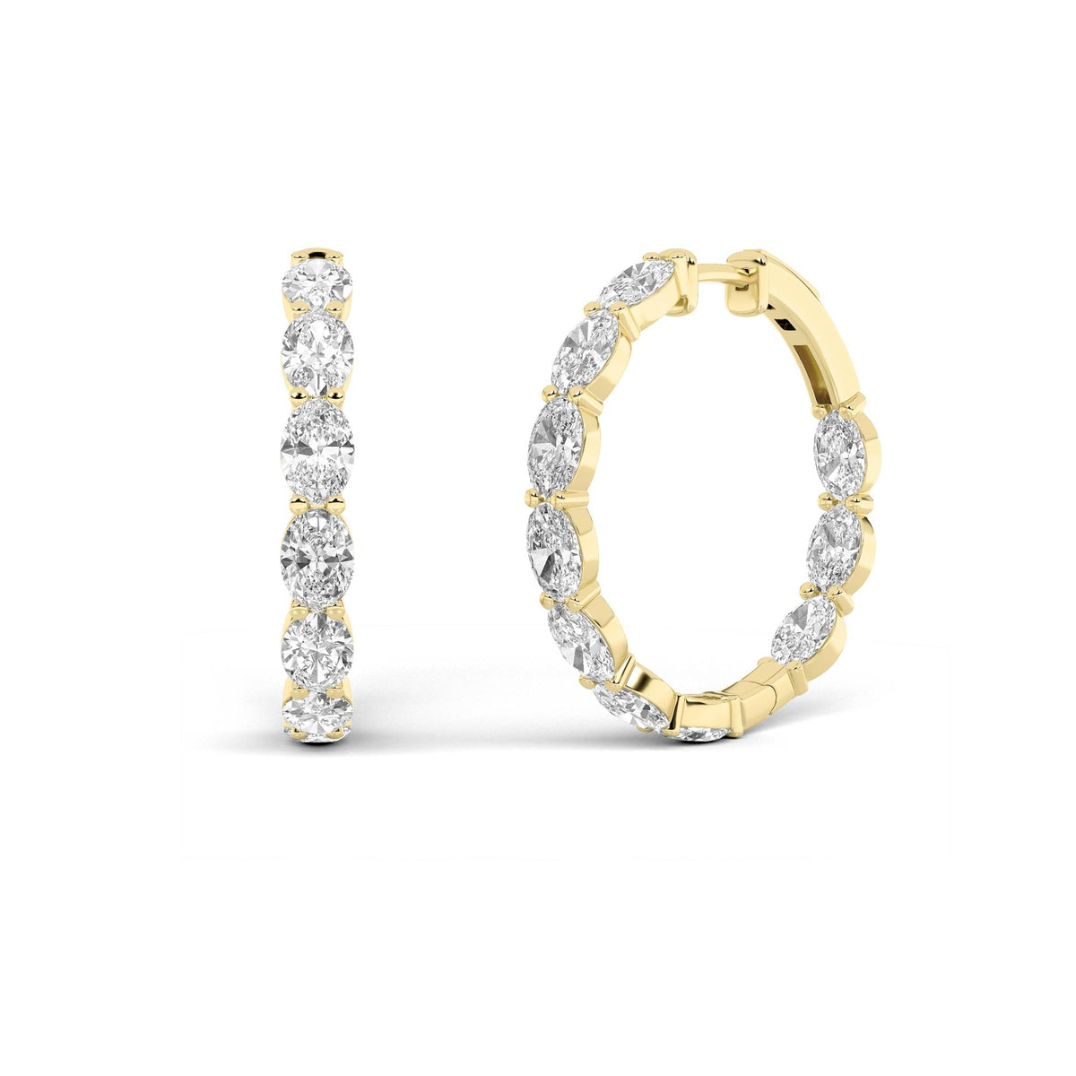 8CTW Oval Lab-Grown Diamond Inside Out Hoop Earrings 20 Stones