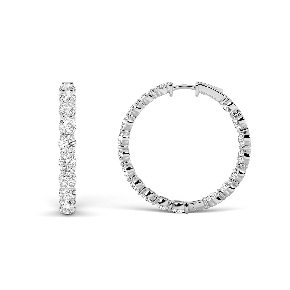 10CTW Round Lab-Grown Diamond Inside Out Hoop Earrings 36 Stones