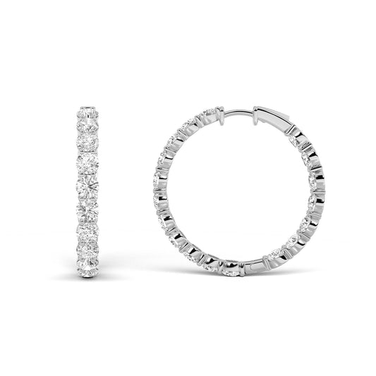10CTW Round Lab-Grown Diamond Inside Out Hoop Earrings 36 Stones
