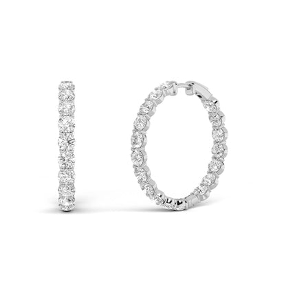 10CTW Round Lab-Grown Diamond Inside Out Hoop Earrings 36 Stones