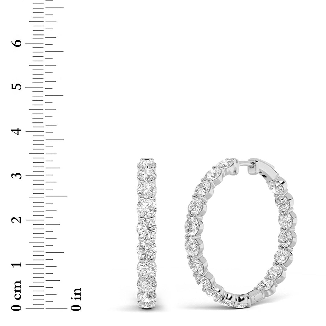 10CTW Round Lab-Grown Diamond Inside Out Hoop Earrings 36 Stones