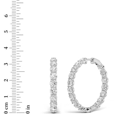 10CTW Round Lab-Grown Diamond Inside Out Hoop Earrings 36 Stones