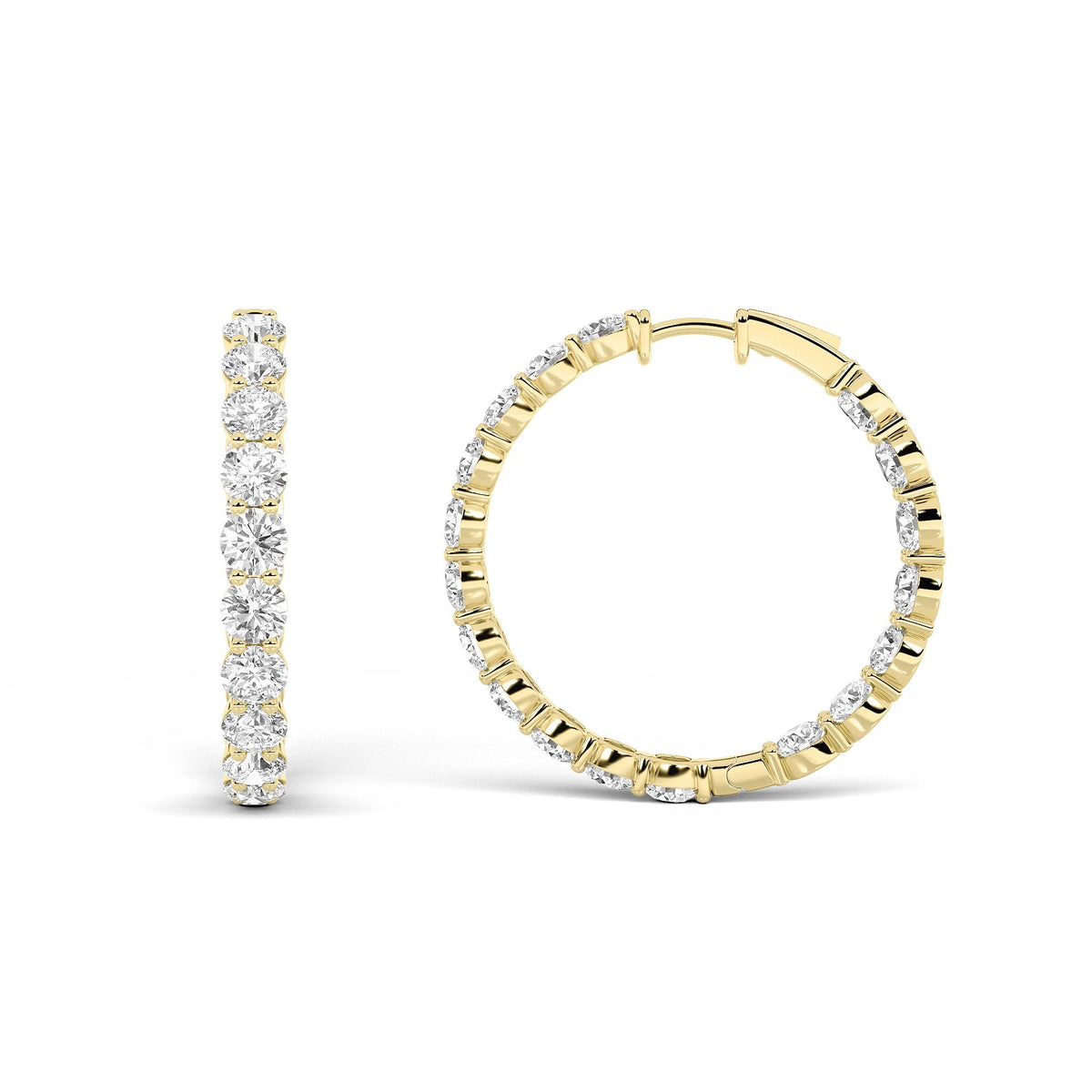 10CTW Round Lab-Grown Diamond Inside Out Hoop Earrings 36 Stones