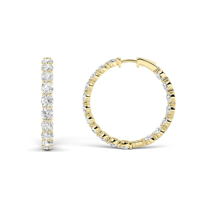 10CTW Round Lab-Grown Diamond Inside Out Hoop Earrings 36 Stones