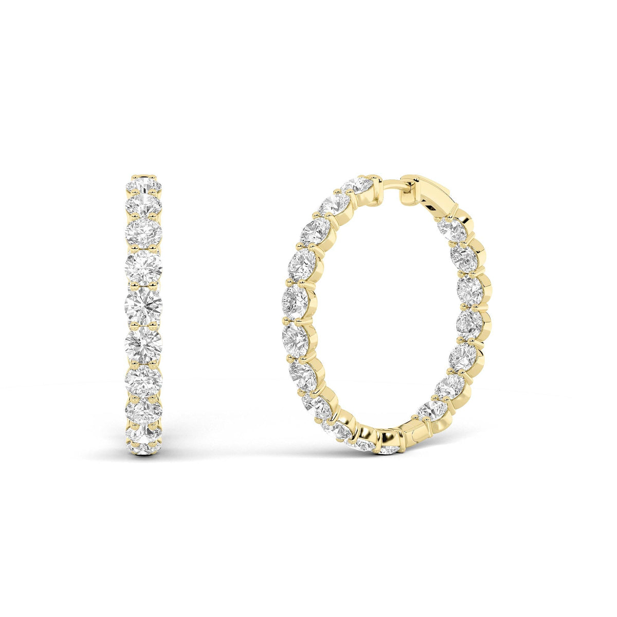 10CTW Round Lab-Grown Diamond Inside Out Hoop Earrings 36 Stones