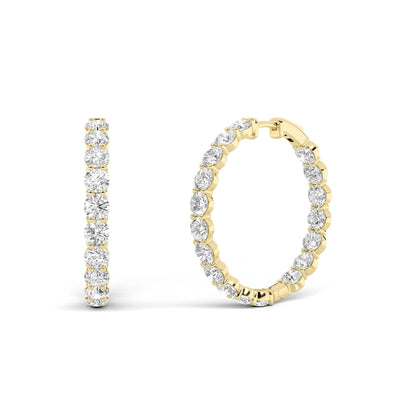 10CTW Round Lab-Grown Diamond Inside Out Hoop Earrings 36 Stones