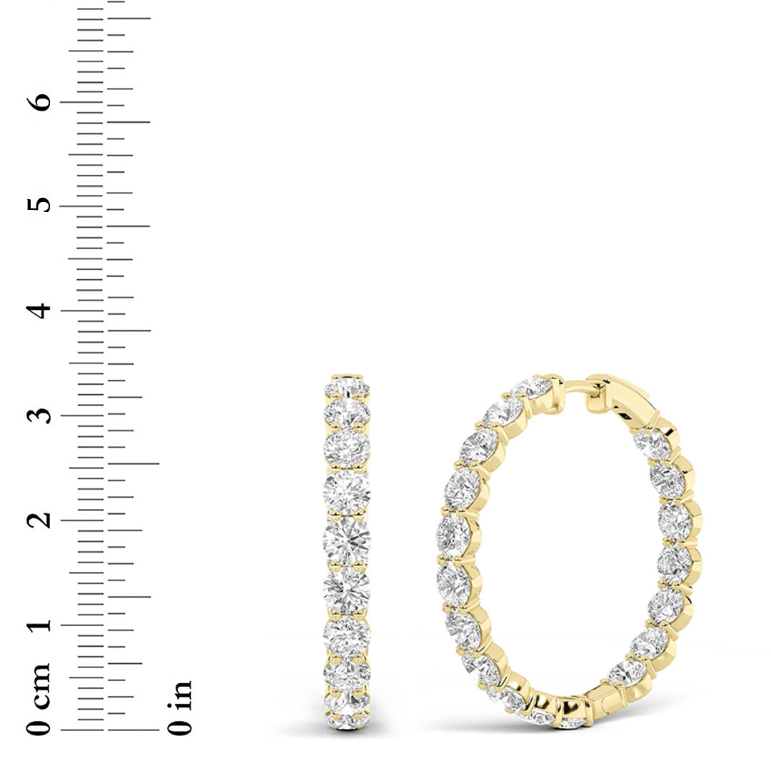 10CTW Round Lab-Grown Diamond Inside Out Hoop Earrings 36 Stones