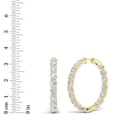 10CTW Round Lab-Grown Diamond Inside Out Hoop Earrings 36 Stones
