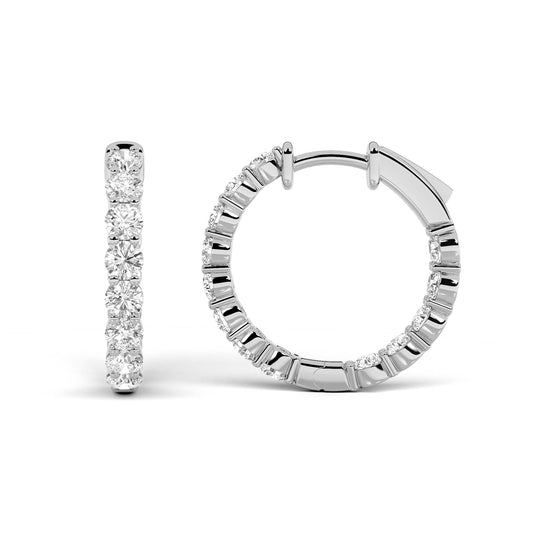 3CTW Round Lab-Grown Diamond Inside Out Hoop Earrings 28 Stones