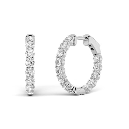 3CTW Round Lab-Grown Diamond Inside Out Hoop Earrings 28 Stones