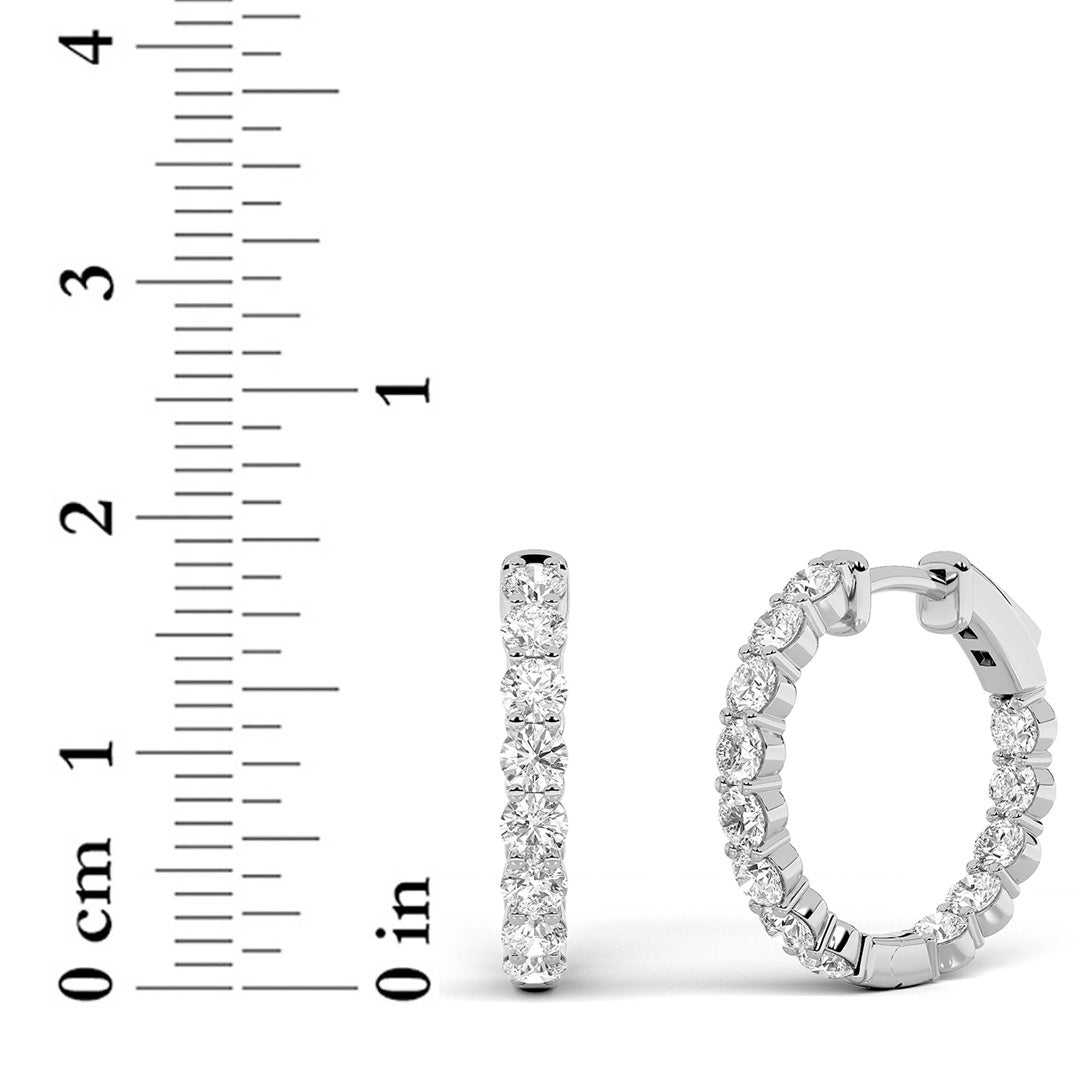 3CTW Round Lab-Grown Diamond Inside Out Hoop Earrings 28 Stones