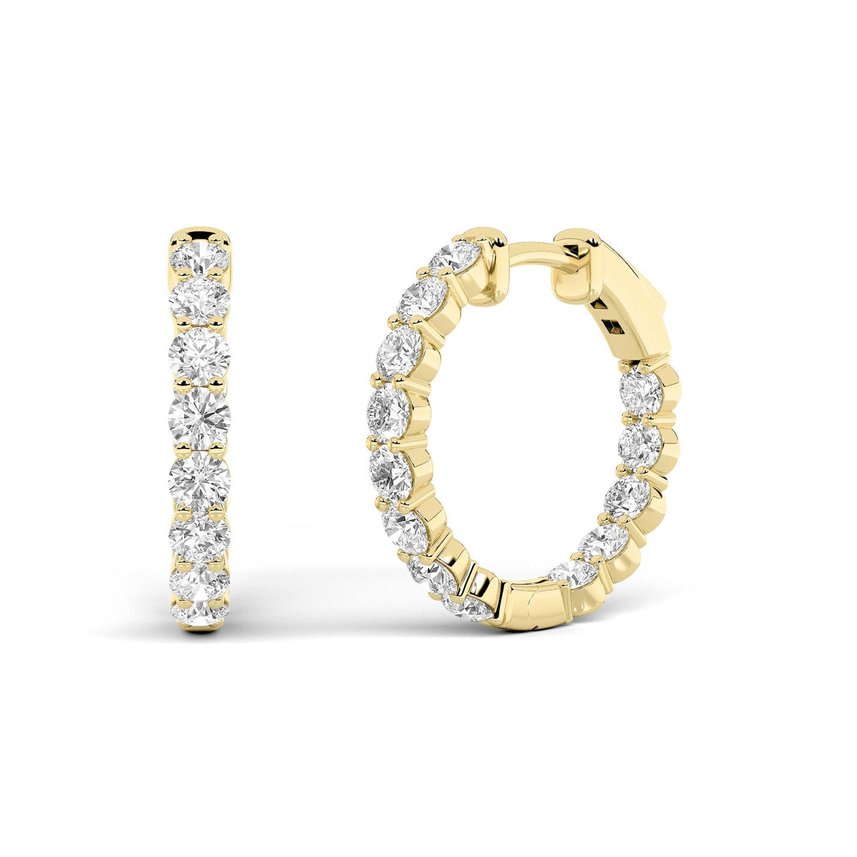 3CTW Round Lab-Grown Diamond Inside Out Hoop Earrings 28 Stones