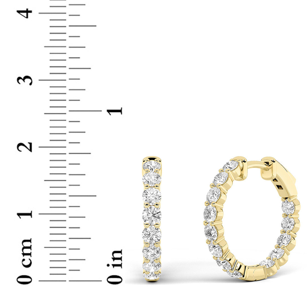 3CTW Round Lab-Grown Diamond Inside Out Hoop Earrings 28 Stones